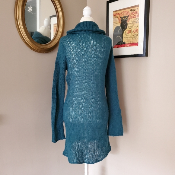 Wooden Ships Cowl Neck Teal Blue Tunic Sweater S/M - Picture 4 of 16